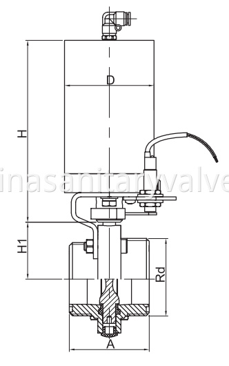 SMS Hygienic Pneumatic Butterfly Valves Male end